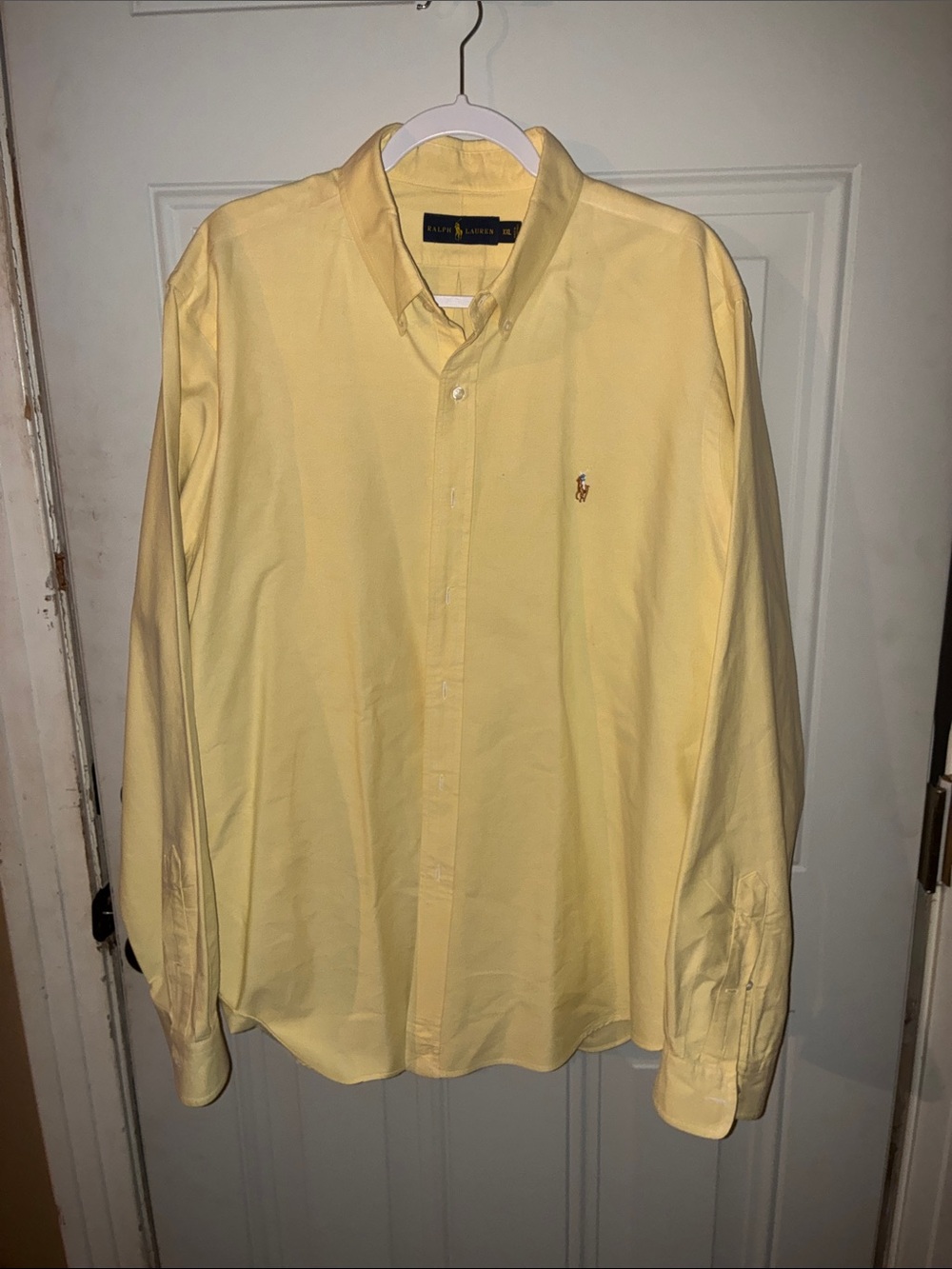 Polo by Ralph Lauren Menโs Pale Yellow Button-Down Shirt